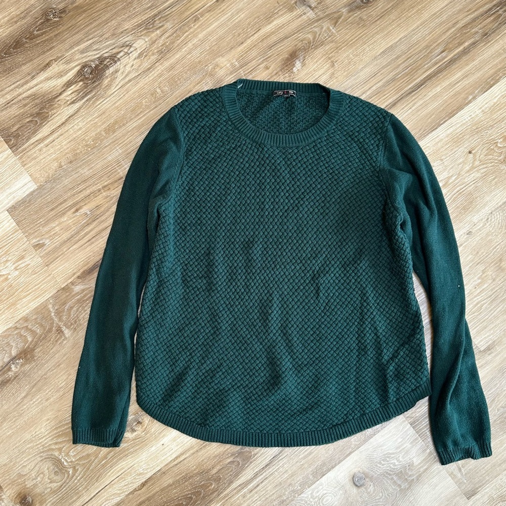Women's Crewneck Textured Sweater - Dark Green
